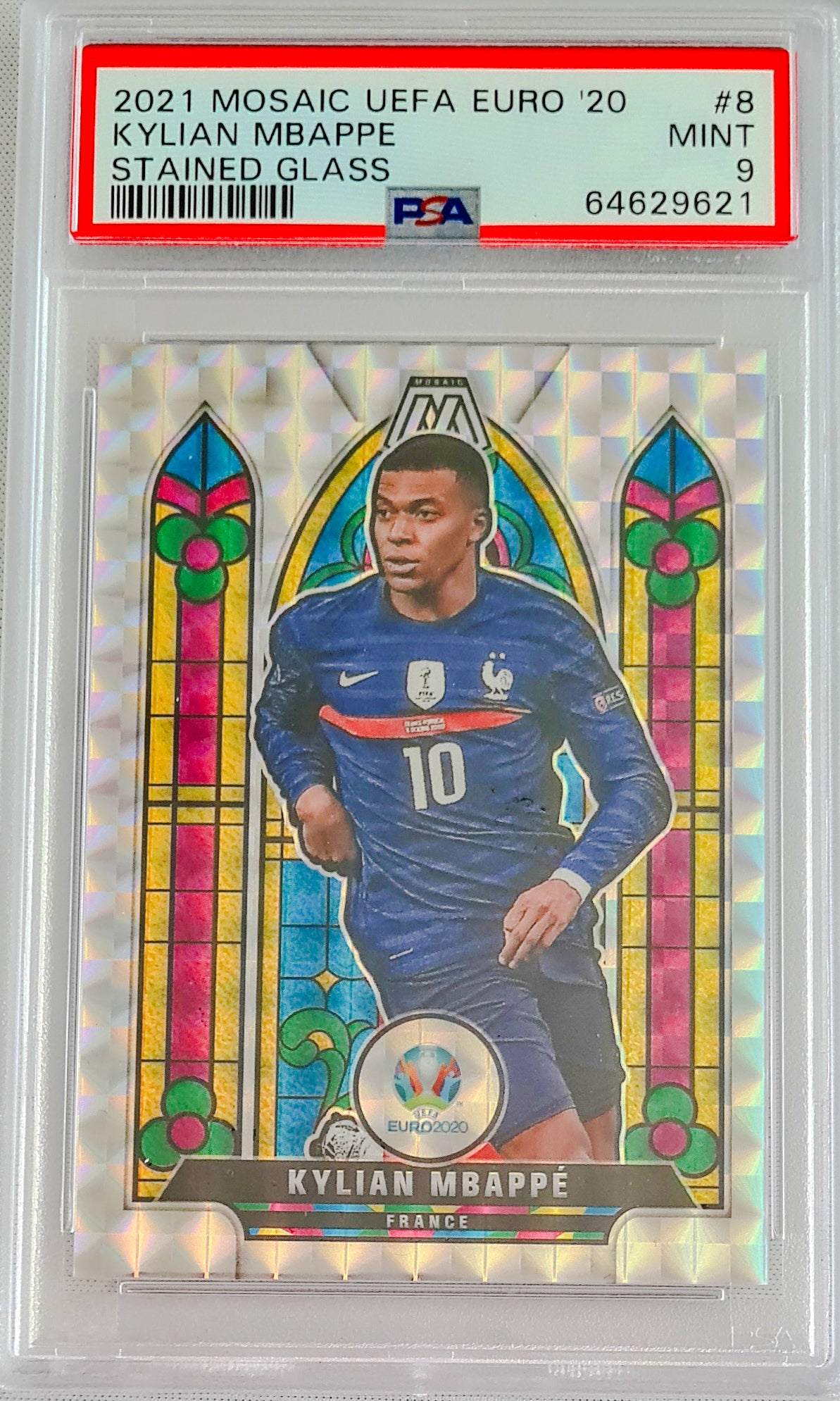 Kylian Mbappe PSA 9 - 2021 Panini Mosaic Stained Glass
