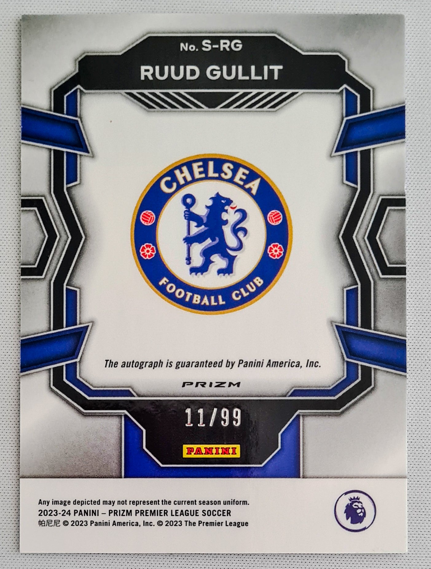Ruud Gullit - 2023 Panini Prizm Premier League /99 - Autograph