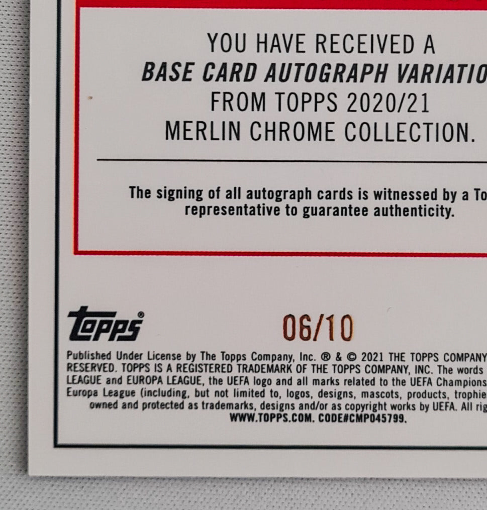 David Neres - 2021 Topps Merlin /10 Autograph