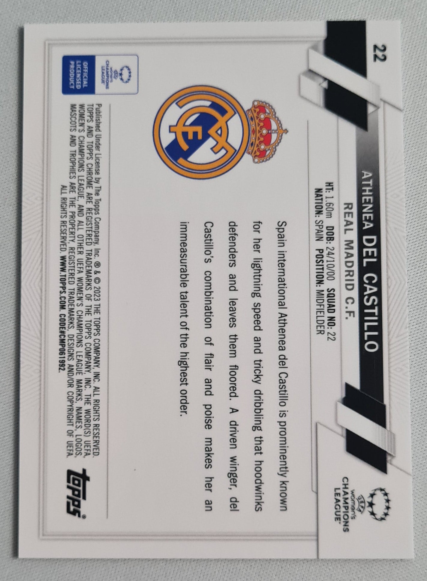 Athenea del Castillo -2023 Topps Chrome Women CL Purple Pulsar /299