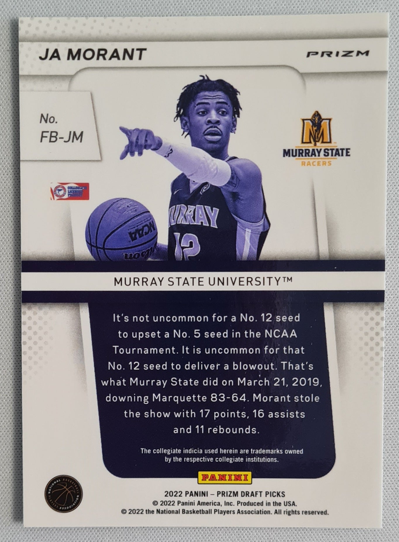 Ja Morant - 2022 Panini Draft Picks Prizm White Sparkle