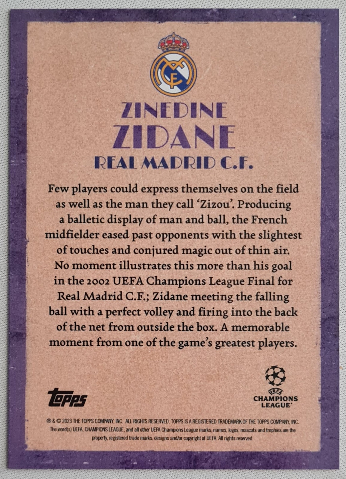 Zinedine Zidane - 2023 Topps DECO - Champions League Real Madrid C.F.