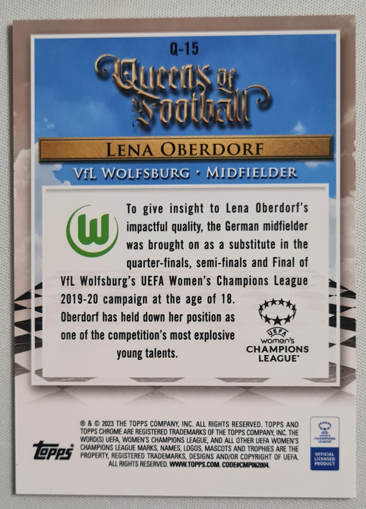 Lena Oberdorf - 2023 Topps Chrome Women CL - Football Queen of Football