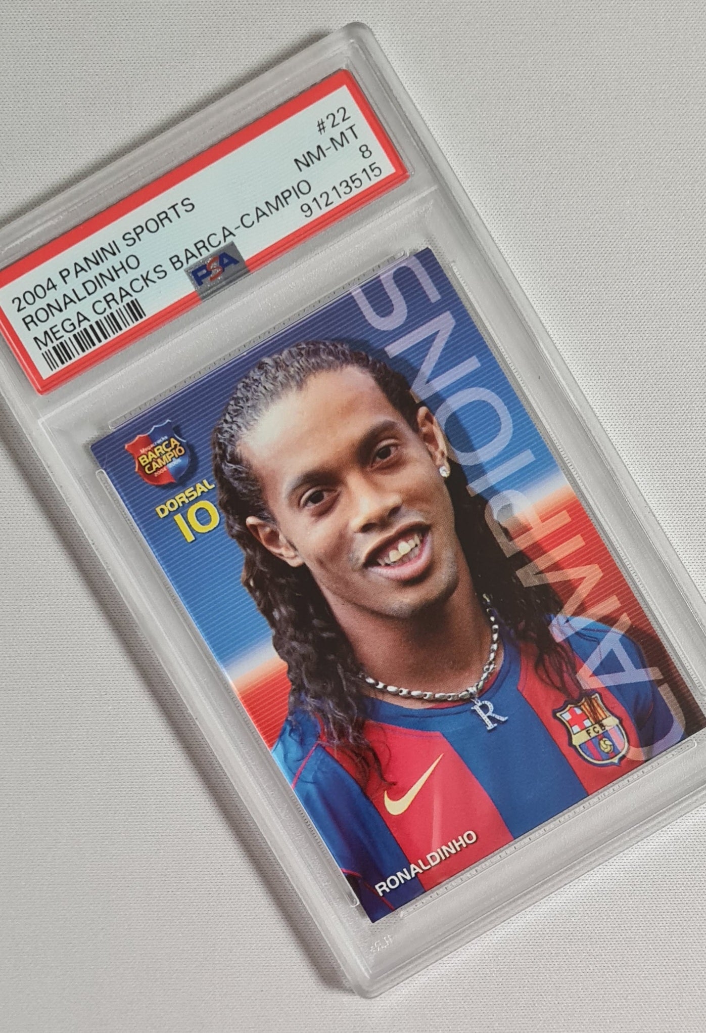 Ronaldinho - 2004 Panini Sports Mega Cracks Barca-Campio #22 PSA 8 NM-MT
