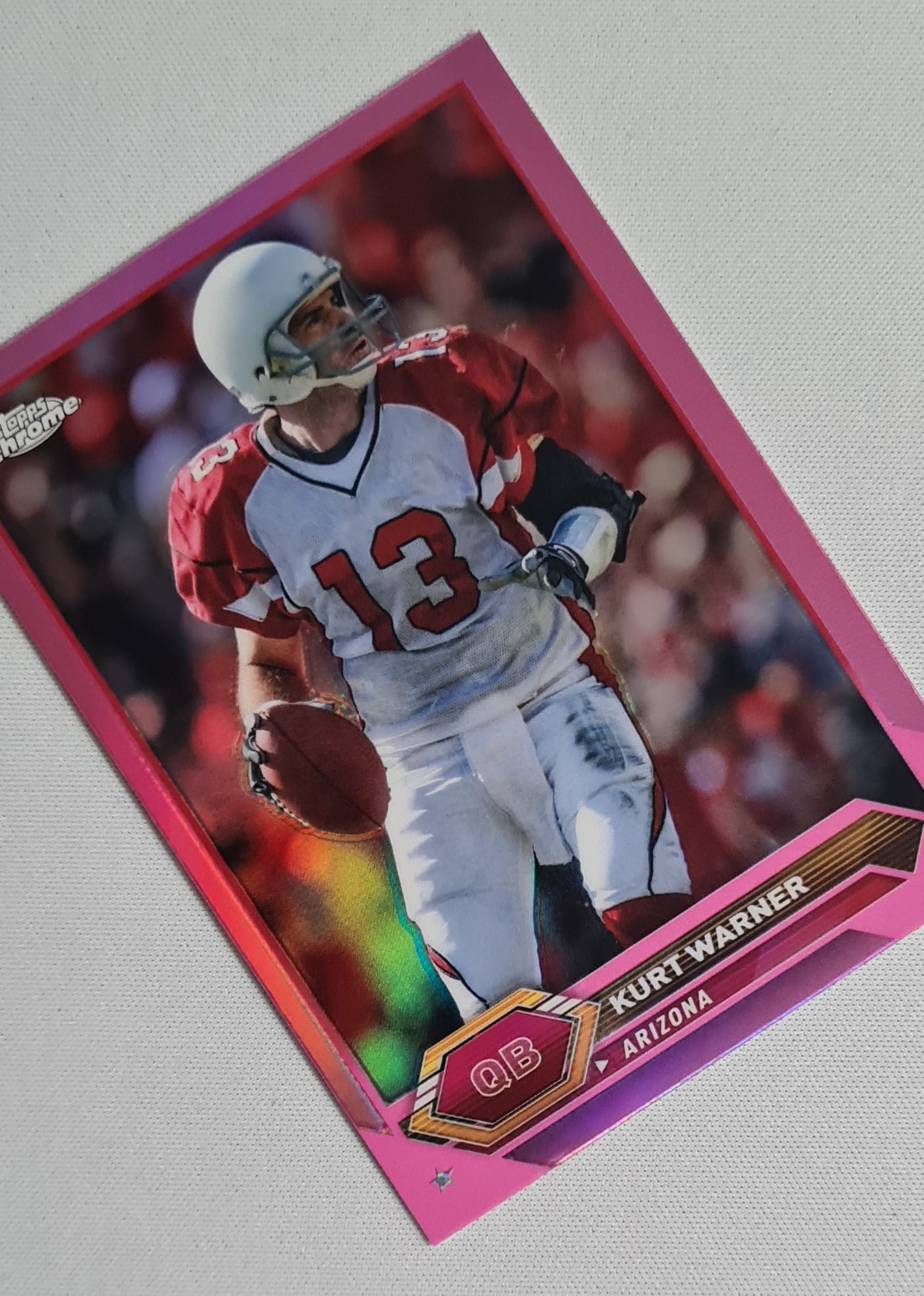 Kurt Warner - 2023 Topps Composite Chrome Pink Refractor #18 Arizona Cardinals