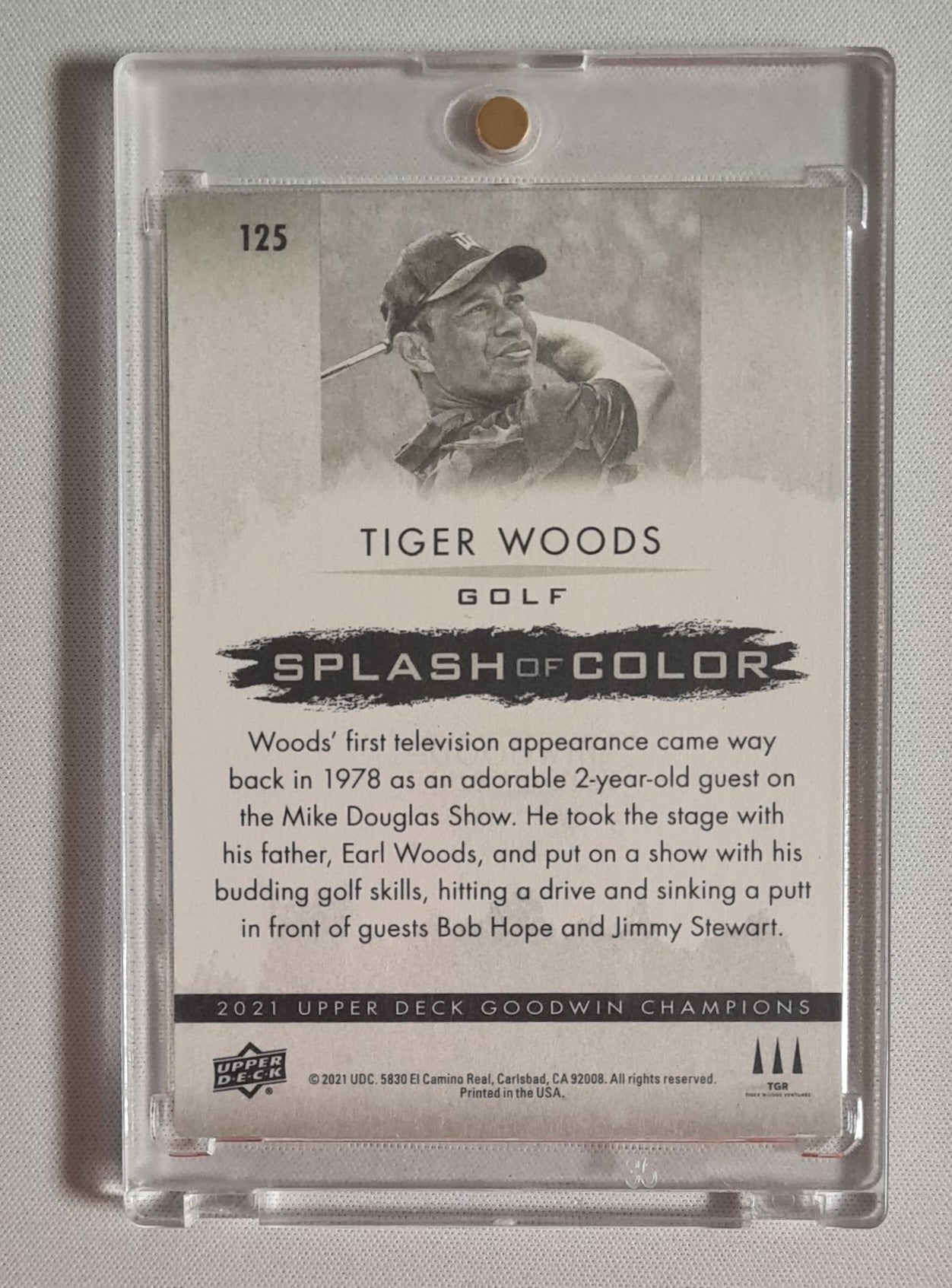 Tiger Woods - 2021 Upper Deck Goodwin Champions Golf #125 "Splash of Gold" Color Splash