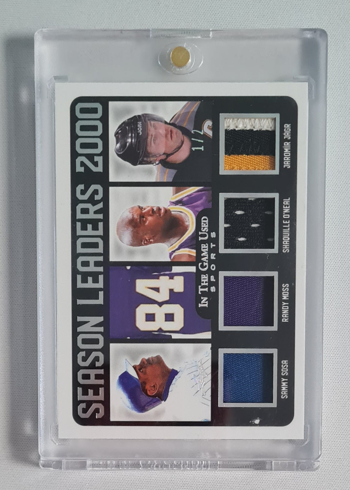Season Leaders 2000 - 2020 Leaf Trading Cards SOSA/MOSS/O'NEAL/JAGR #SL-12 / four Patch (!) SSP 1/2