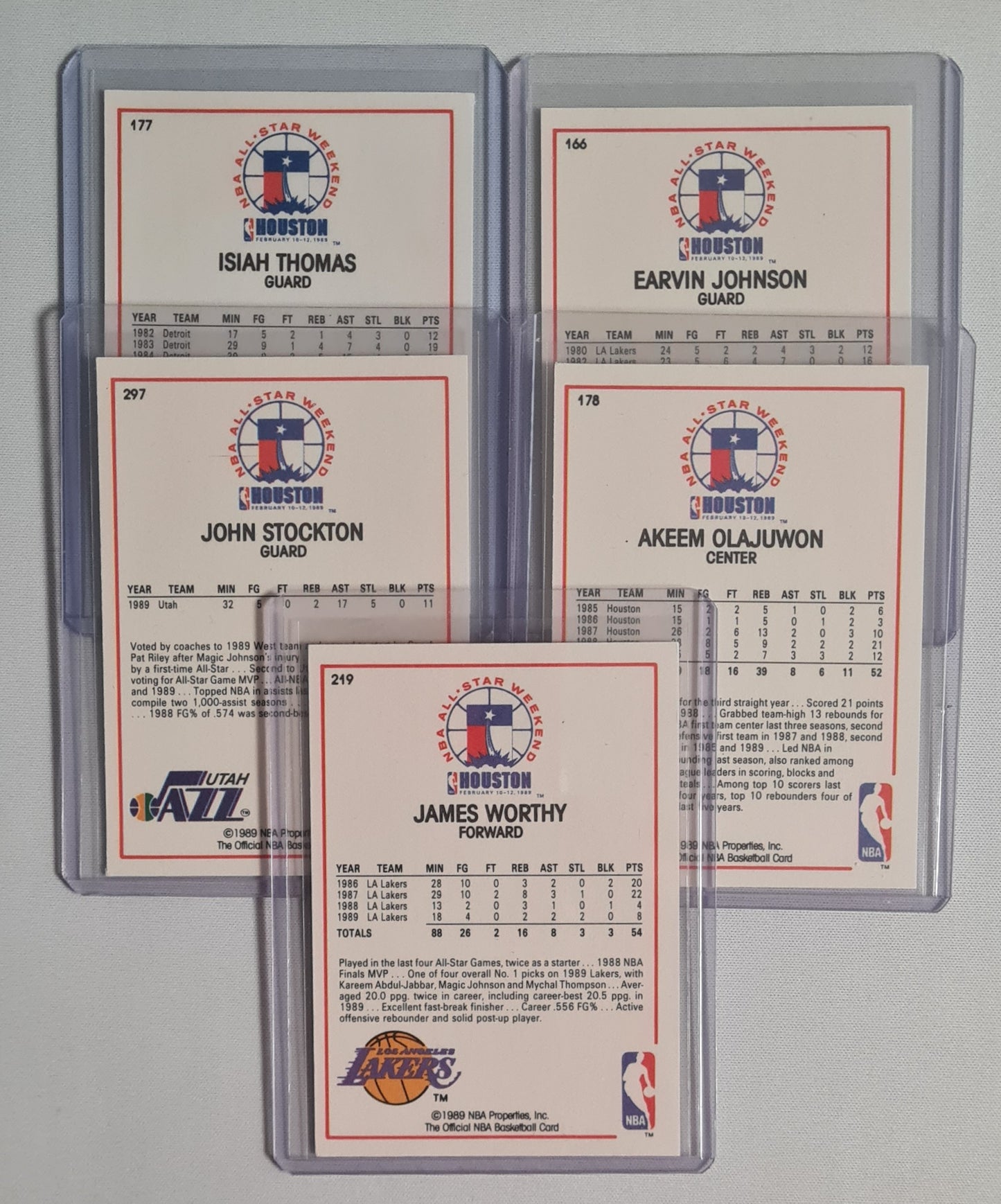 NBA Basketball '89 All-Star Game Lot (5 Cards) - 1989 NBA Hoops All-Star Weekend Houston Super Stars