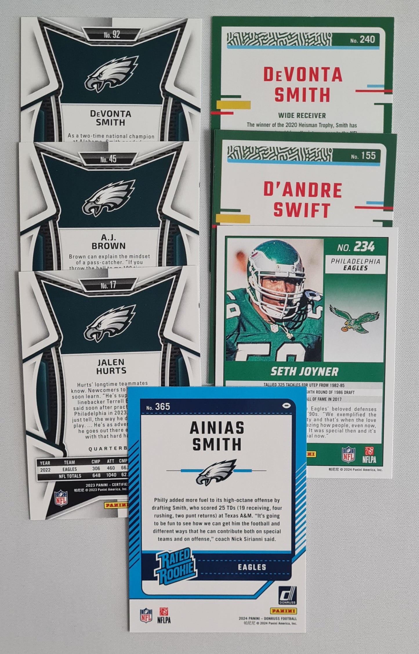 NFL Eagles Lot (7 Cards) - 2023/24 Panini Certified + Donruss Football