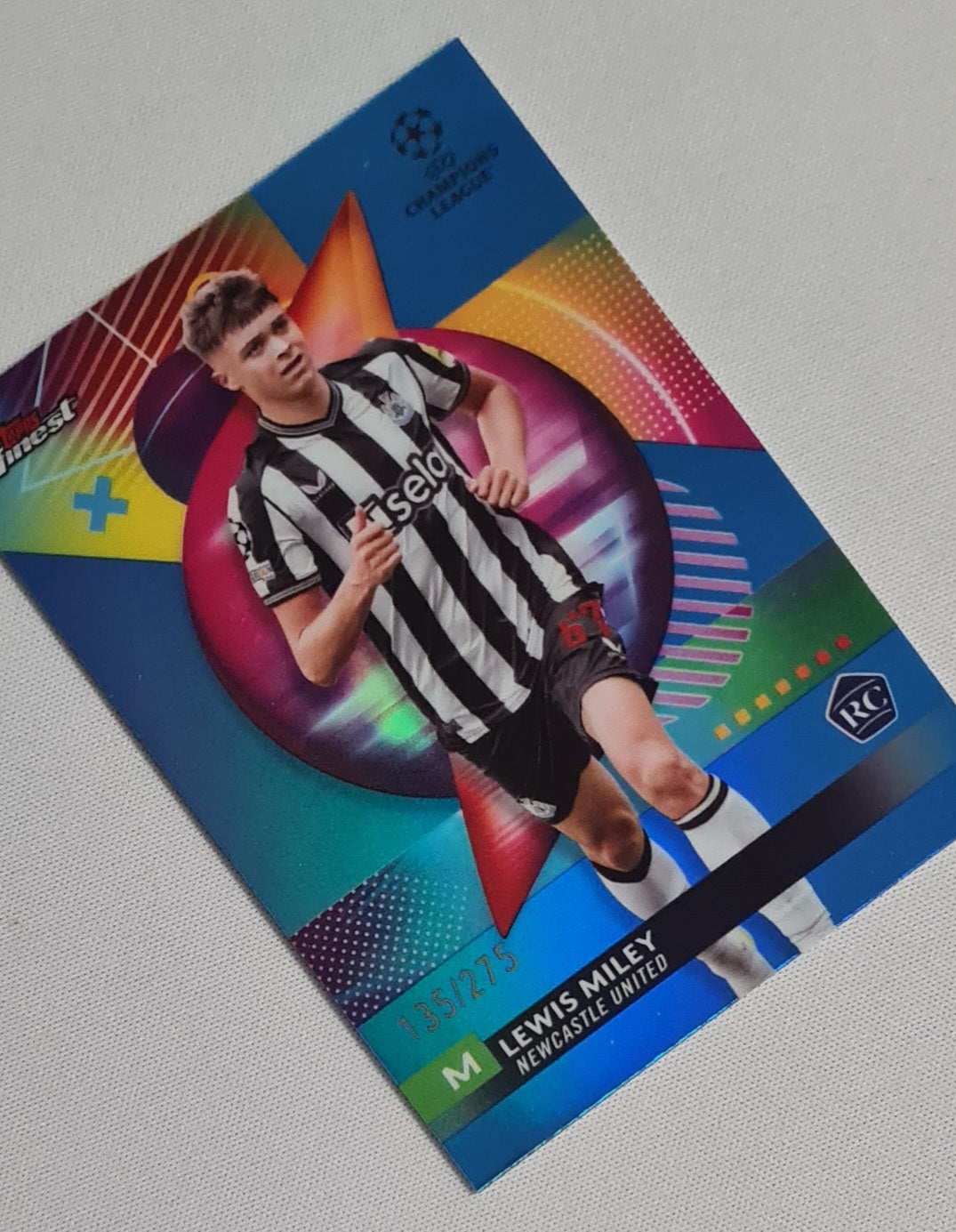 Lewis Miley - 2024 Topps Finest (RC) New Castle United (CL) #28 Sky Blue /275