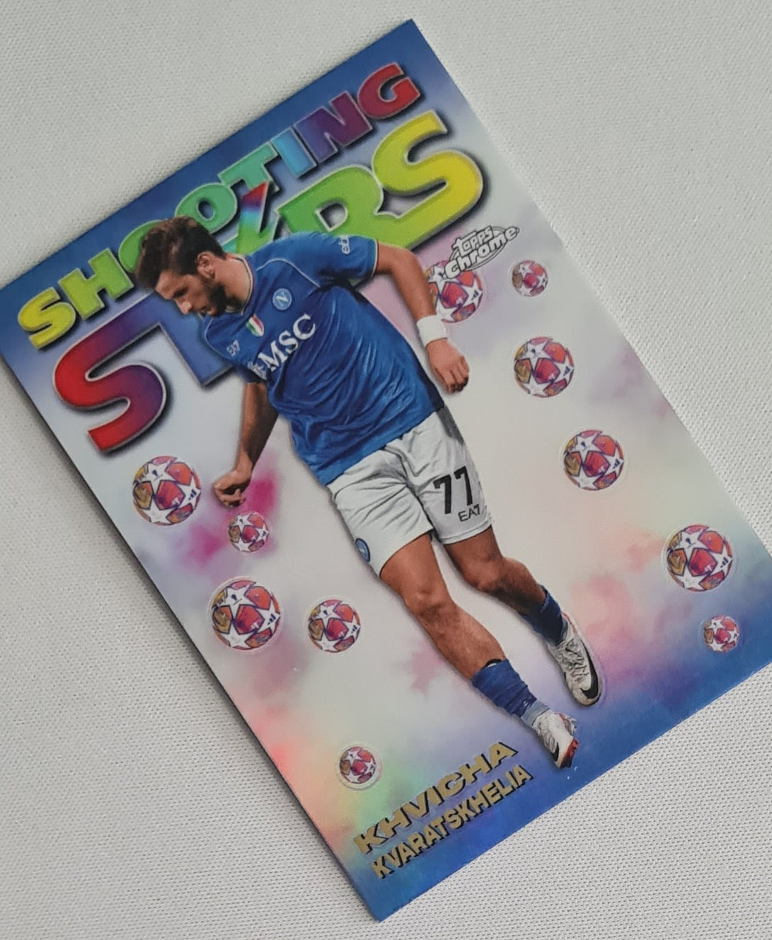 Khvicha Kvaratskhelia - 2023/24 Topps Chrome UEFA Club Competitions Shooting Stars #98-6 SSC Napoli