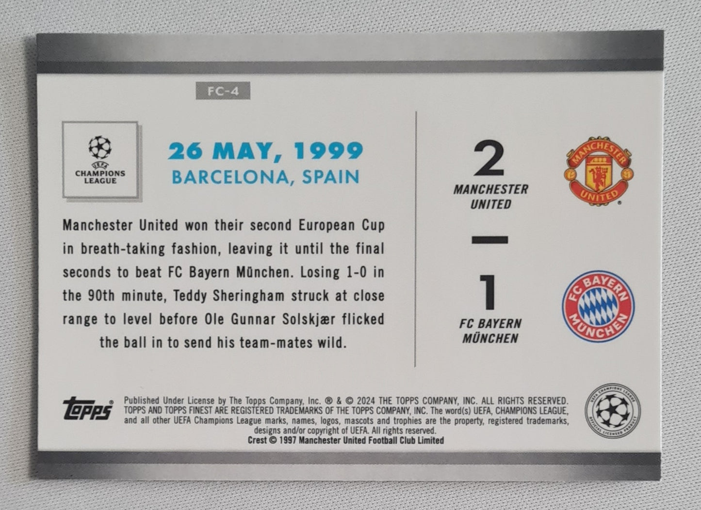 Comebacks Manchester United - 2024 Topps Man. United vs Bayern Munchen FC-4 Refractor