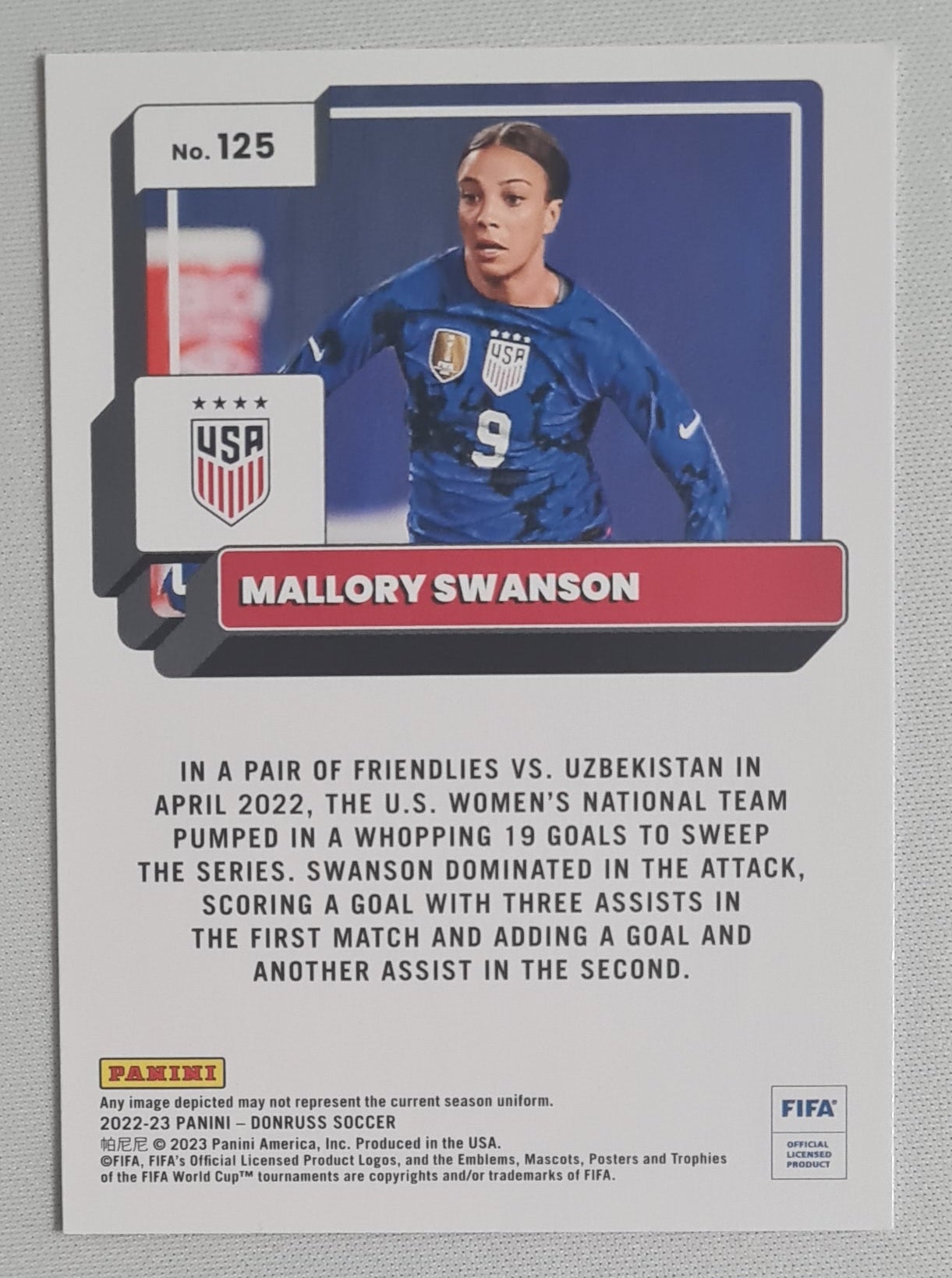 Mallory Swanson - 2022/23 Panini Donruss Soccer #125 USWNT