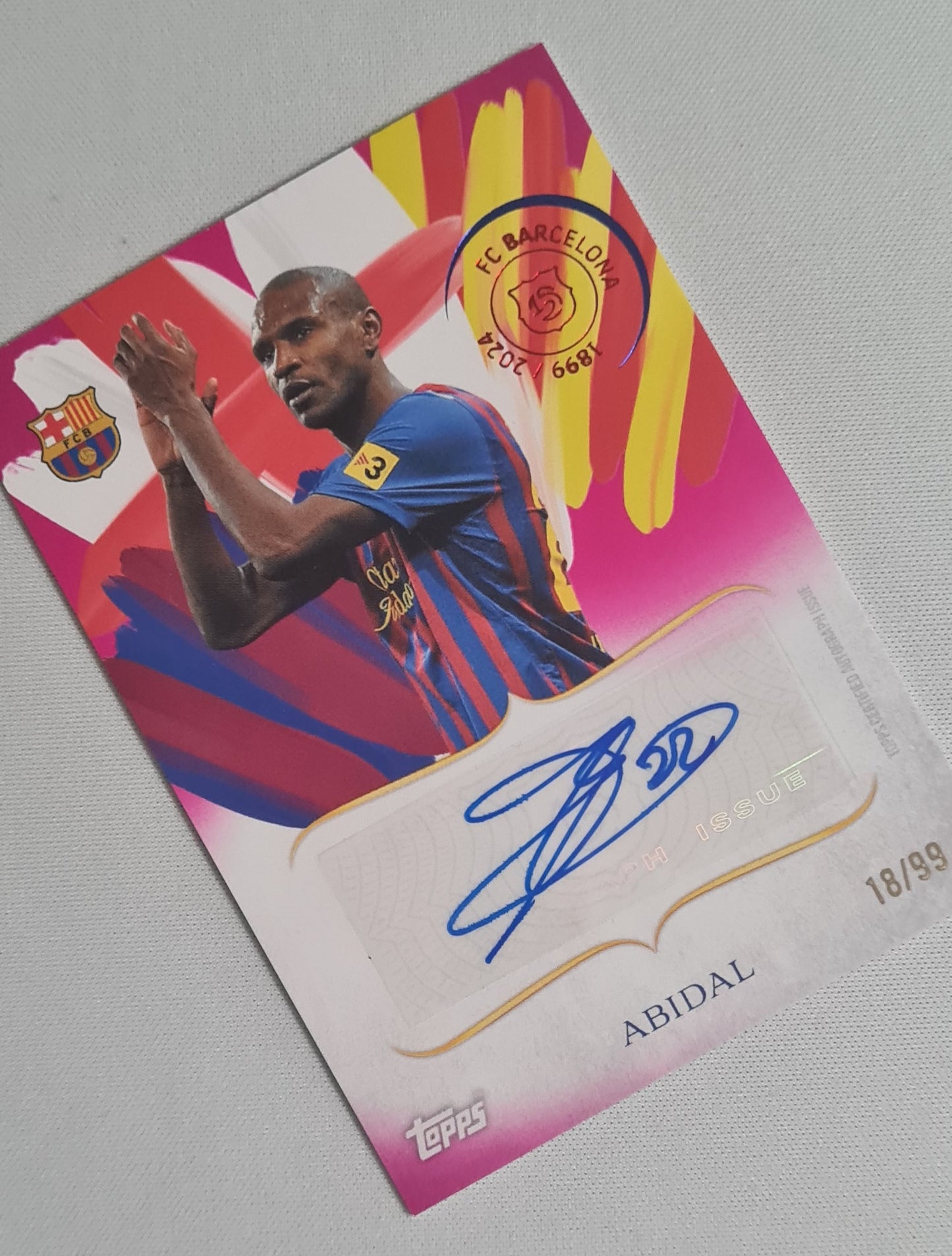 Eric Abidal - 2025 Topps Barcelona 125 Anniversary Legacy Lines Auto Pink /99 #LL-EA FC Barcelona