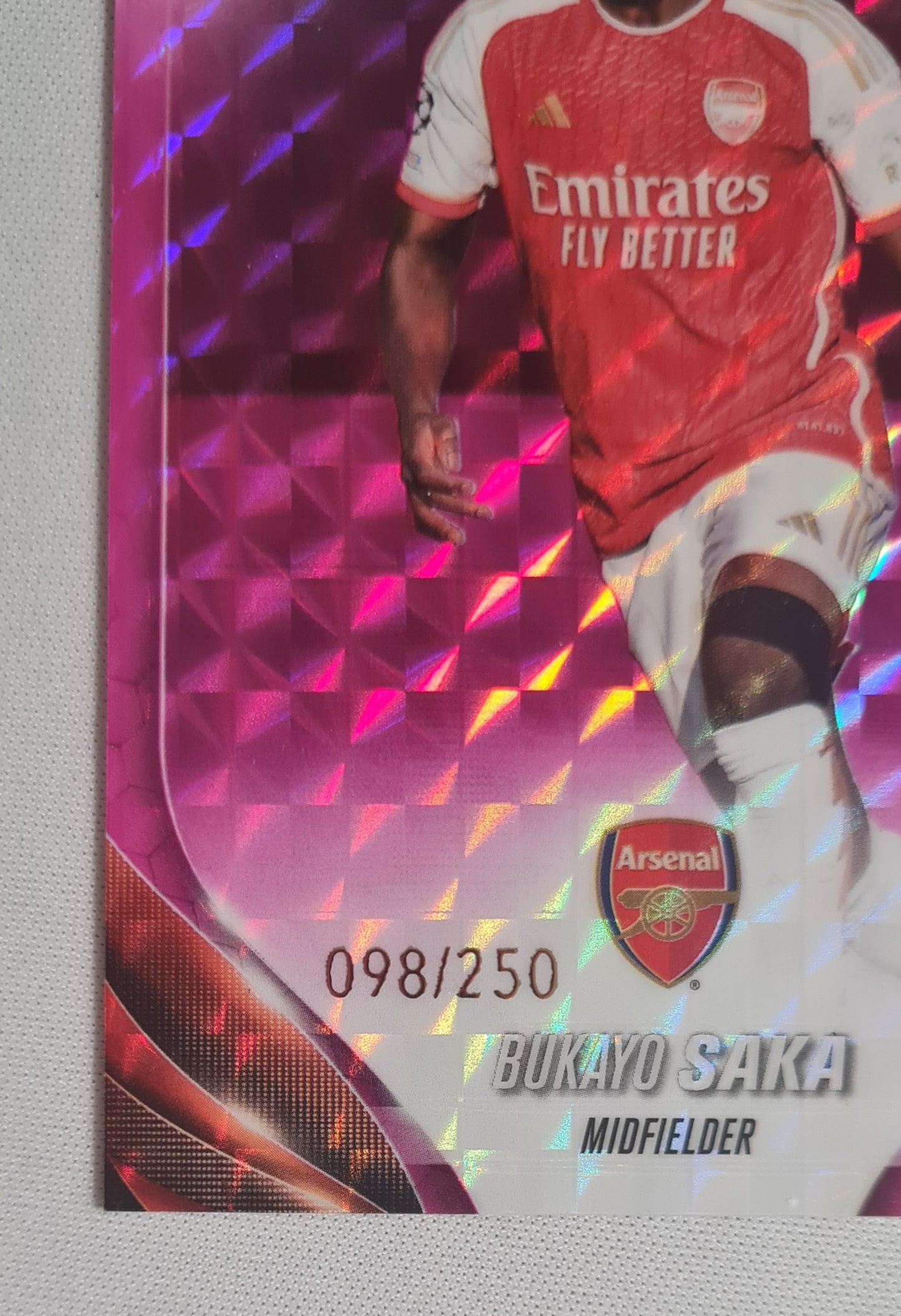 Bukayo Saka - 2023/24 Topps Chrome UEFA Pink Geometric /250 #148 Arsenal FC