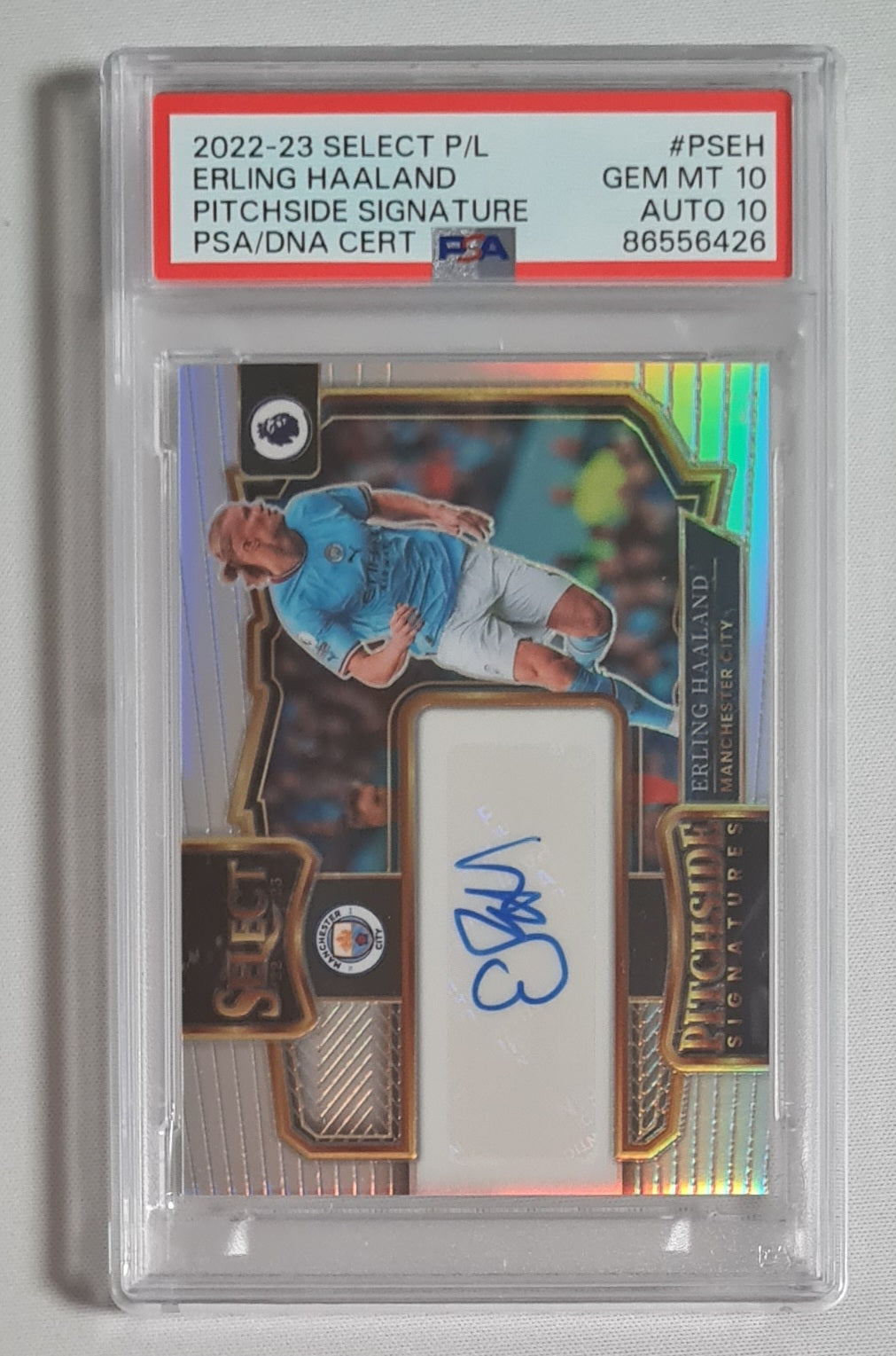 Erling Haaland - 2022/23 Panini Select Premier League Pitchside Signature PSA 10 Auto 10 #PSEH Manchester City