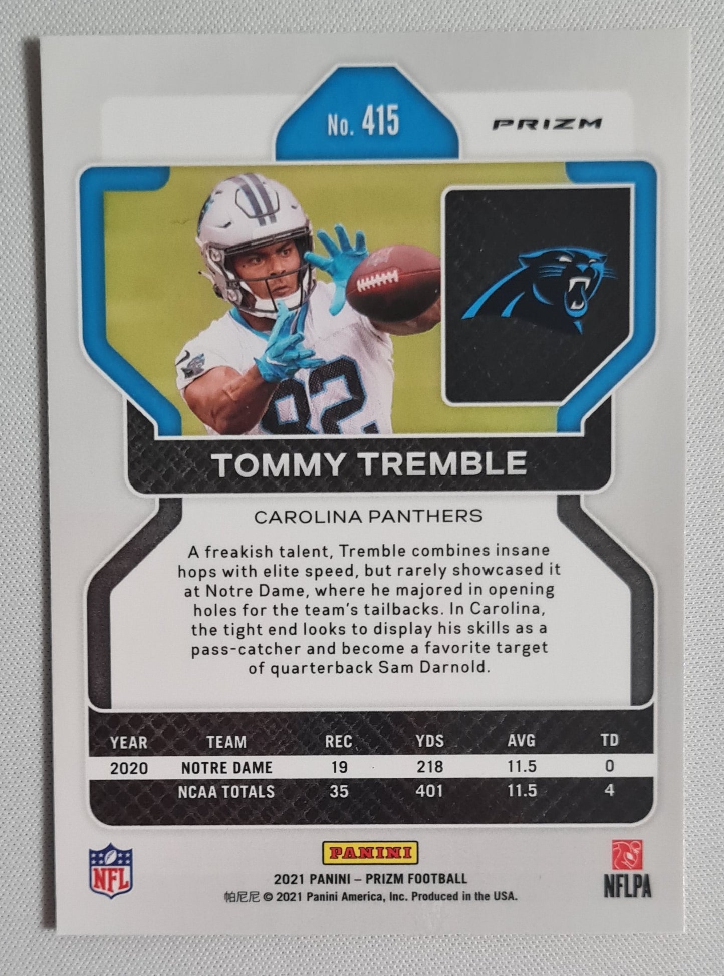 Tommy Tremble - 2021 Panini Prizm Football NFL Panthers #415 Orange Disco Prizm