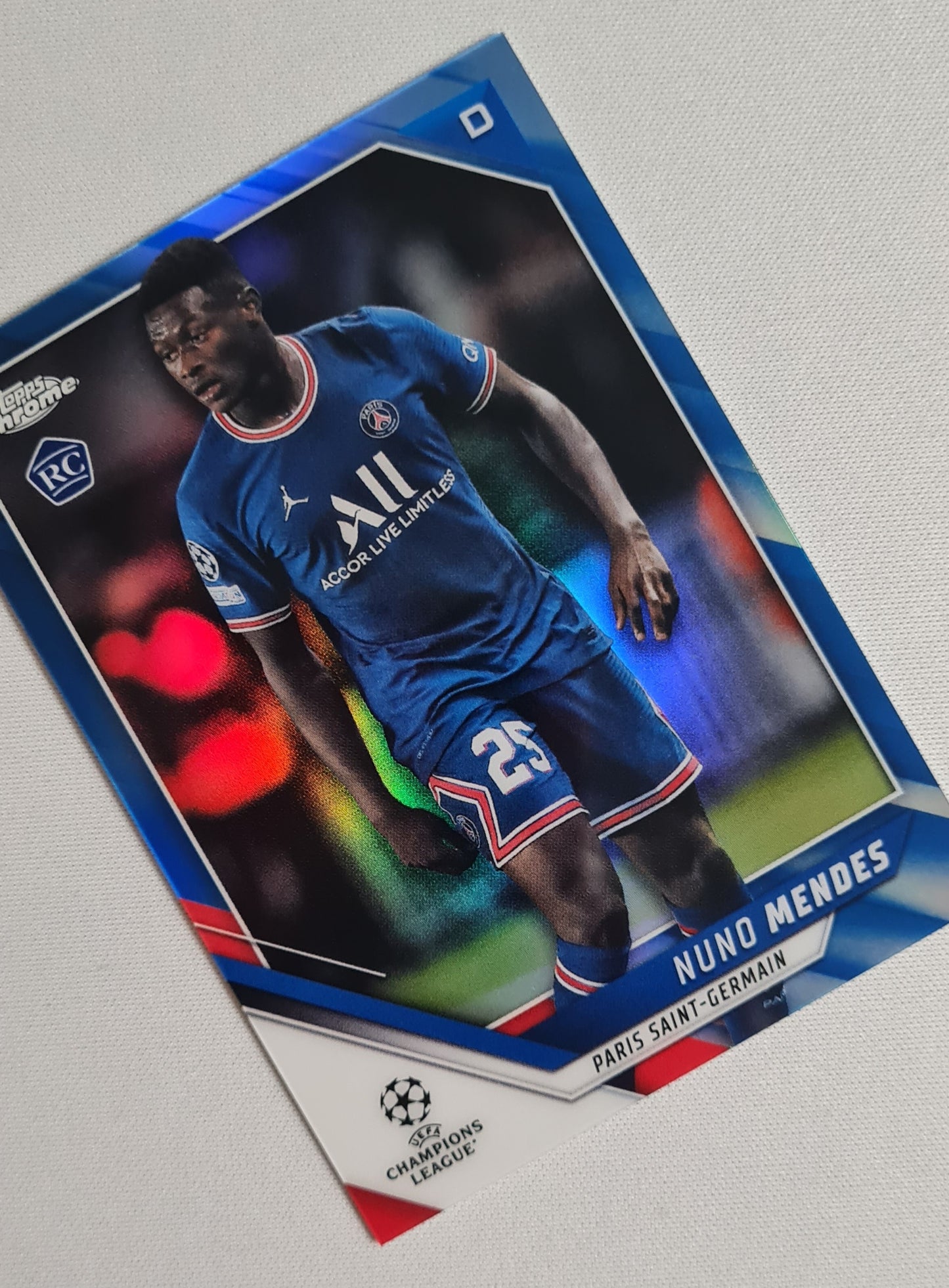Nuno Mendes - 2022 Topps Chrome Champions League (RC) Paris Saint-German #22 /150 Blue