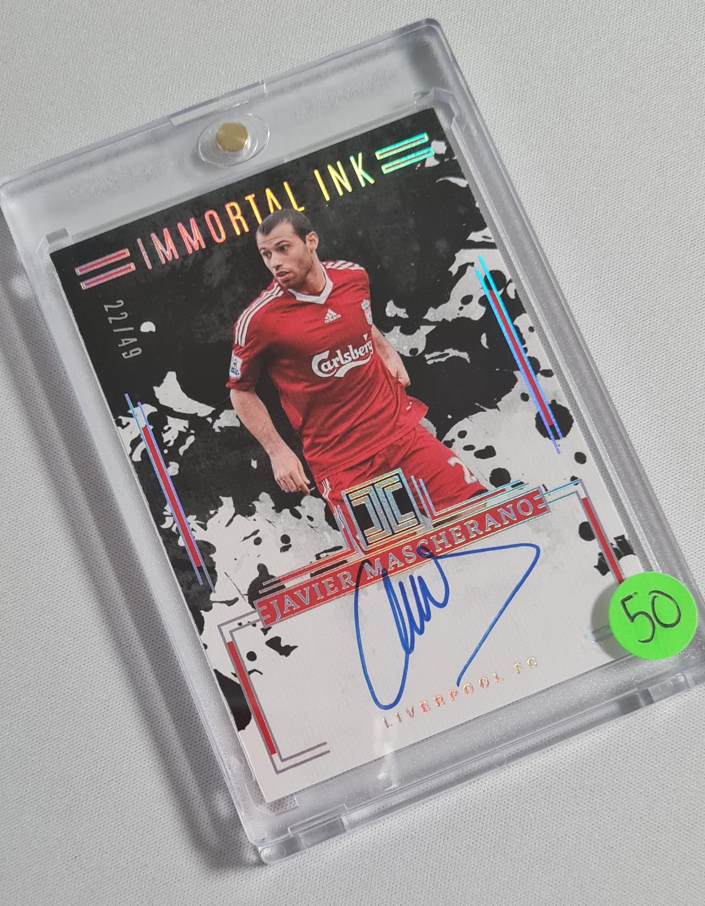 Javier Mascherano - 2024/25 Panini Impeccable Premier League Soccer Immortal Ink Liverpool #IMM-JM /Auto/49