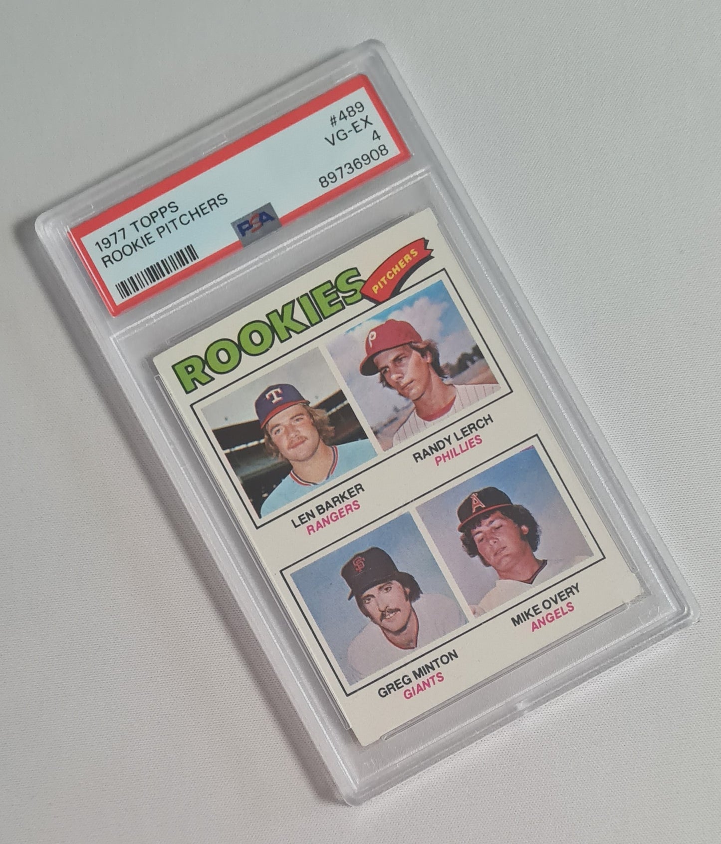 Len Baker, Randy Lerch, Greg Minton, Mike Overy - 1977 Topps Rookie Pitchers #489 PSA 4