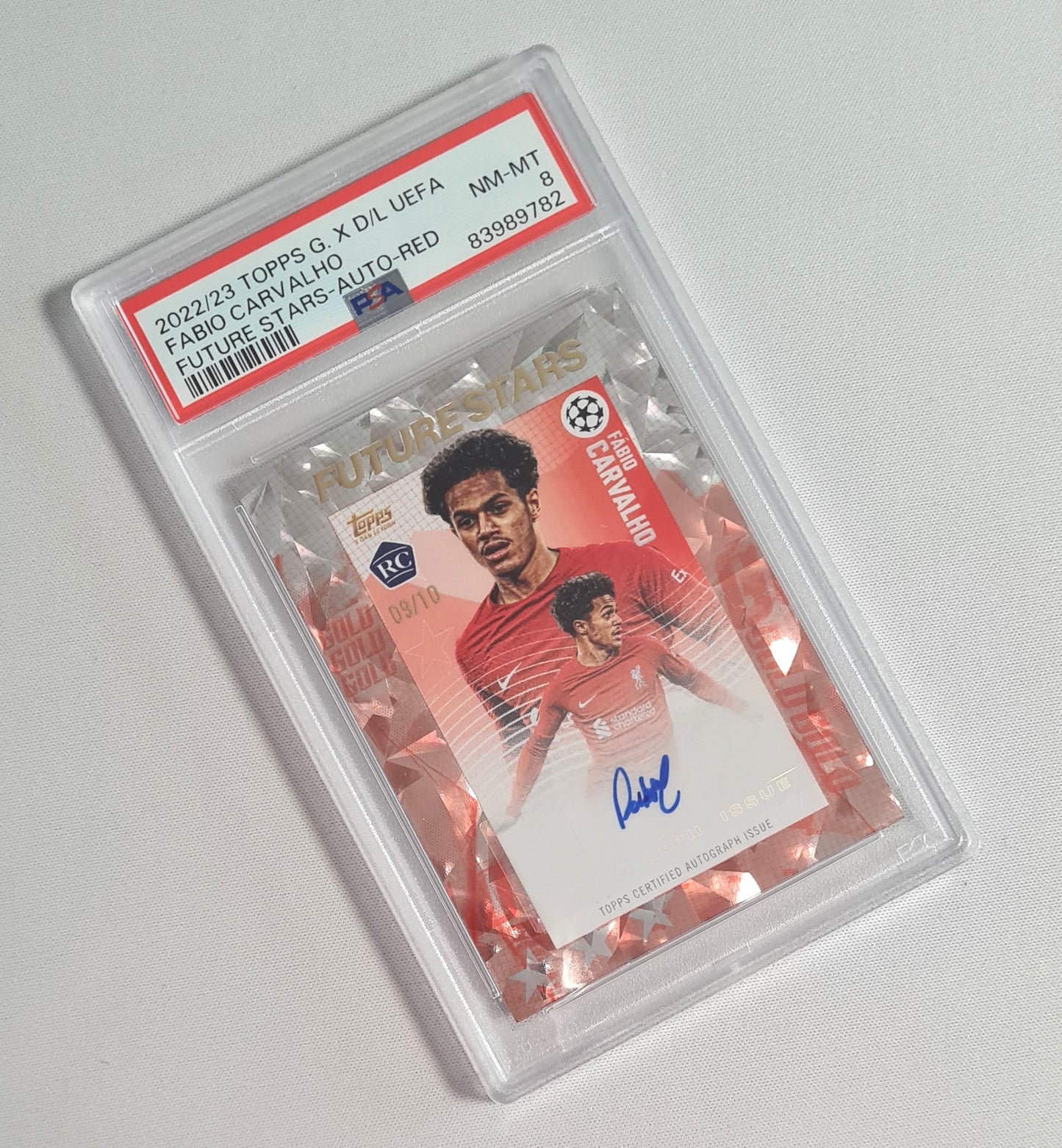 Fabio Carvalho - 2022/23 Topps G.X D/L UEFA (RC) Future Stars Auto-Red Liverpool PSA 8 NM-MT