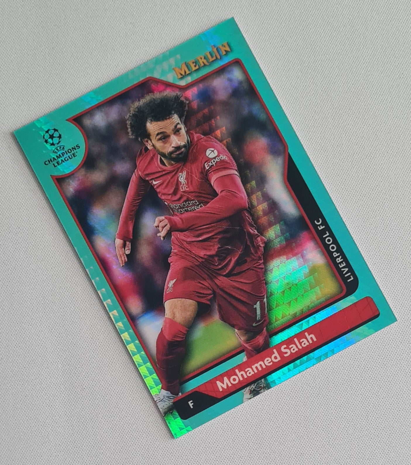 Mohamed Salah - 2022 Topps Merlin Premier League Soccer Liverpool #131 Aqua Prizm Refractor