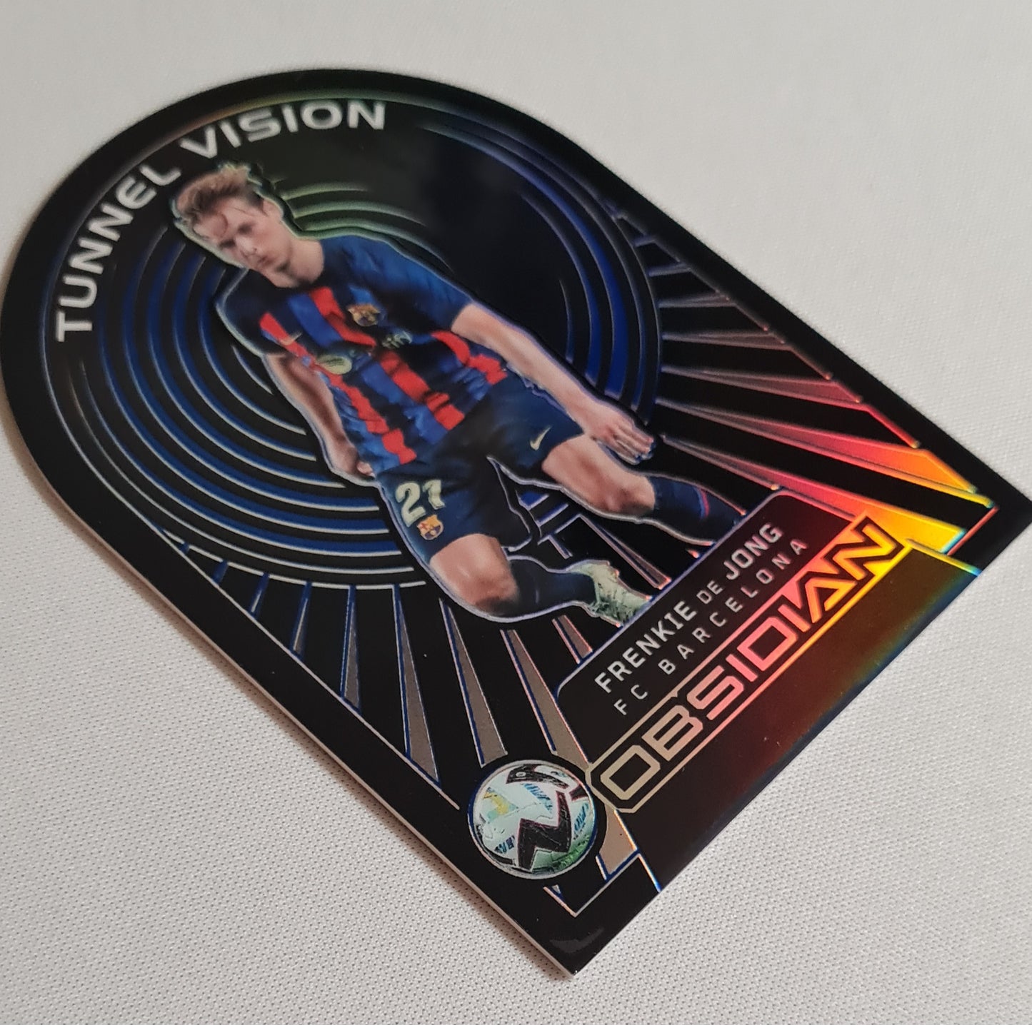 Frenkie de Jong - 2022/23 Panini Obsidian - Tunnel Vision - Soccer FC Barcelona #6 Die Cut Etch Blue /20