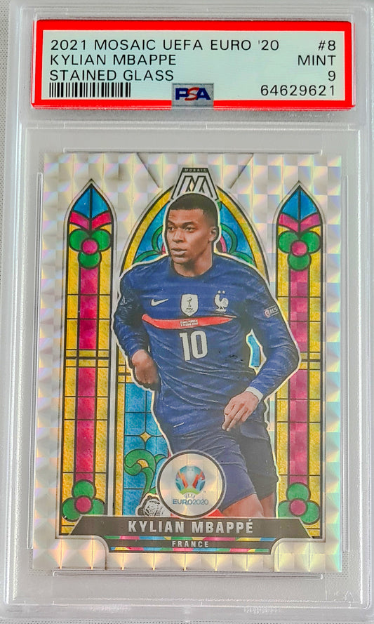 Kylian Mbappe PSA 9 - 2021 Panini Prizm Mosaic Stained Glass