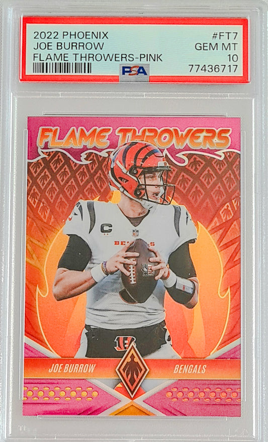 Joe Burrow PSA 10 - 2022 Panni Phoenix Flam Throwers - Pink