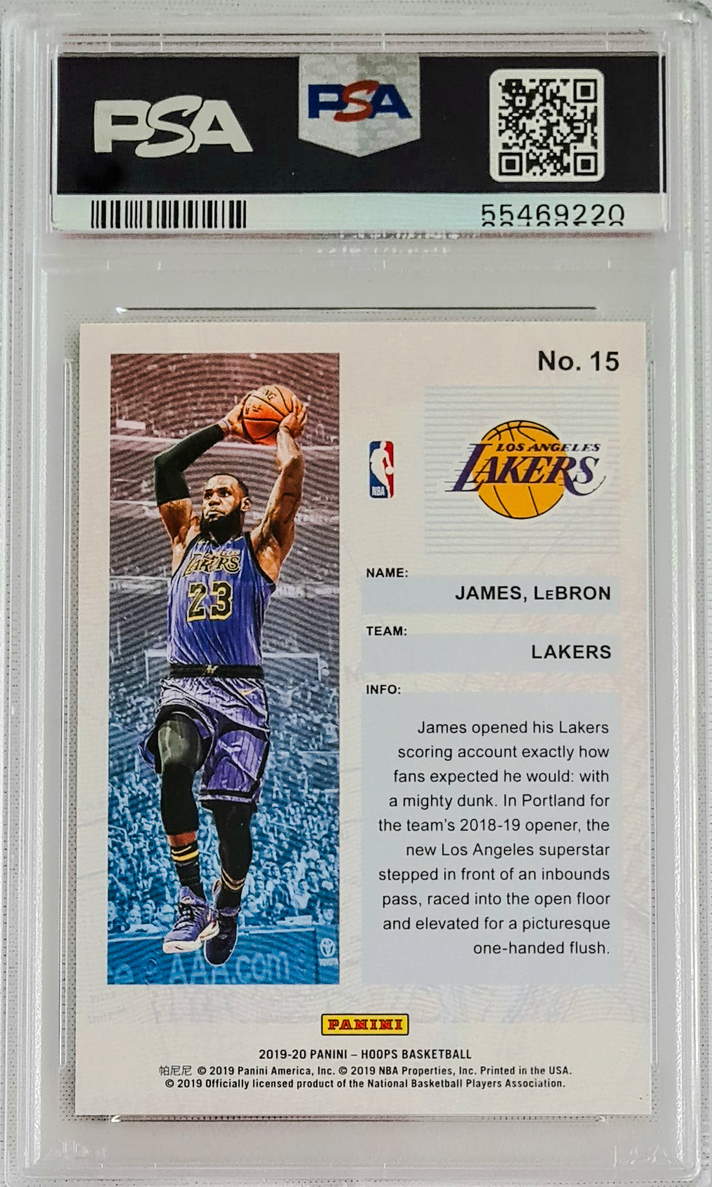 Lebron James PSA 9 - 2019 Panini NBA Hoops Frequent Flyers - Winter