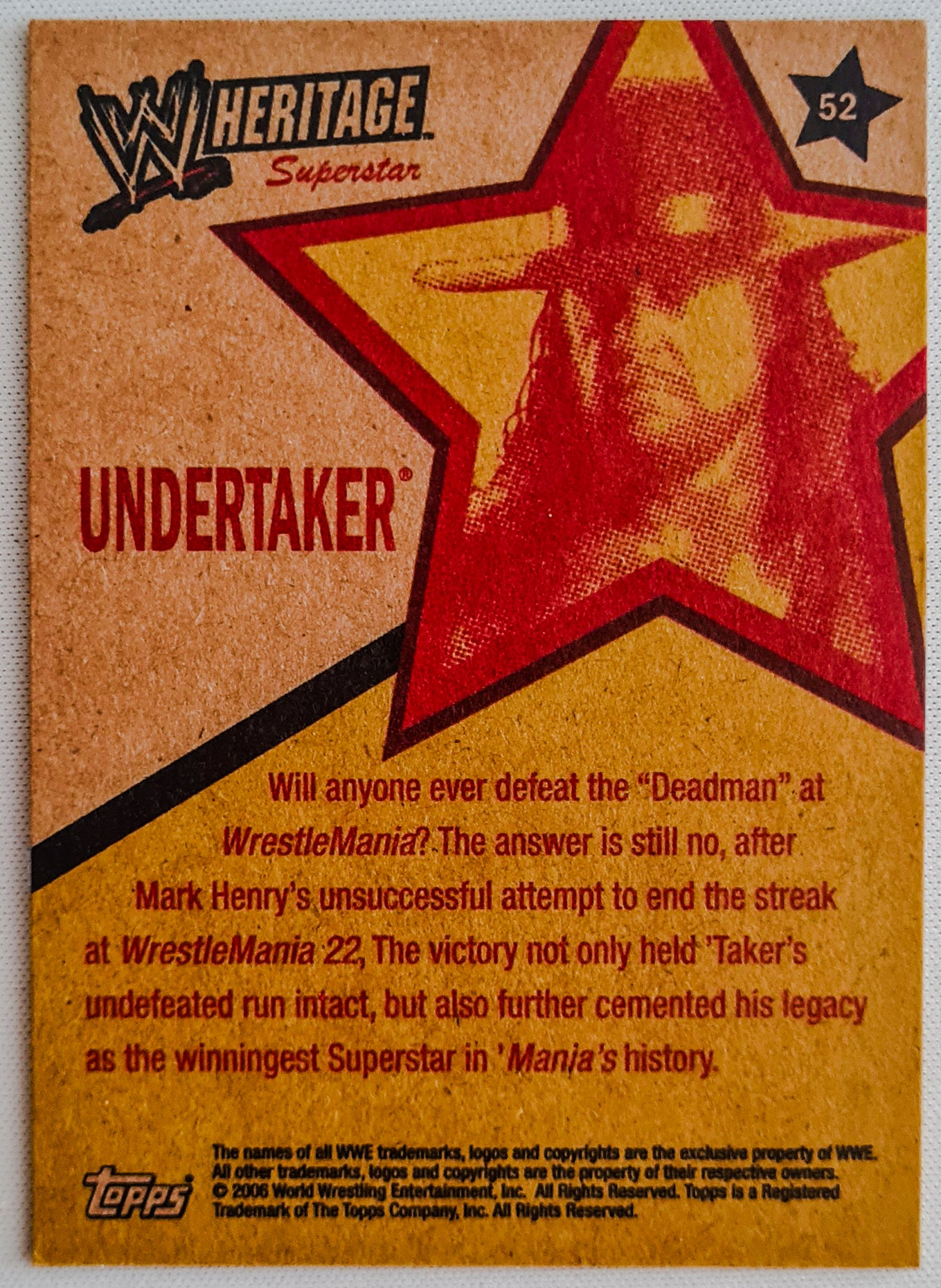 Undertaker - 2006 Topps Heritage II WWE