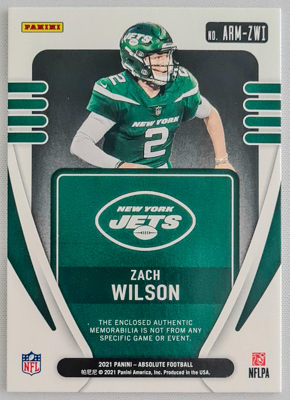 Zach Wilson - 2021 Panini Absolute Football RC /Patch