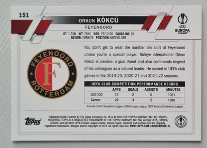 Orkun Kokcu - 2023 Topps Chrome Europa League (RC) - Feyenoord