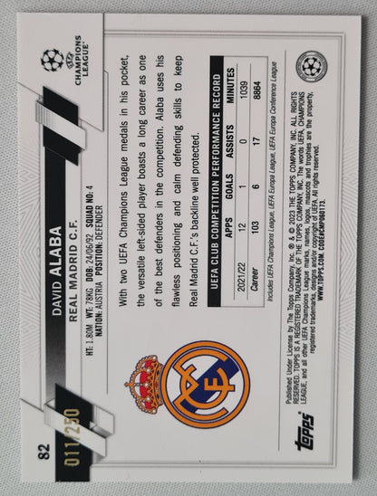 David Alaba - 2023 Topps Chrome - Real Madrid - Pink Shimmer /250