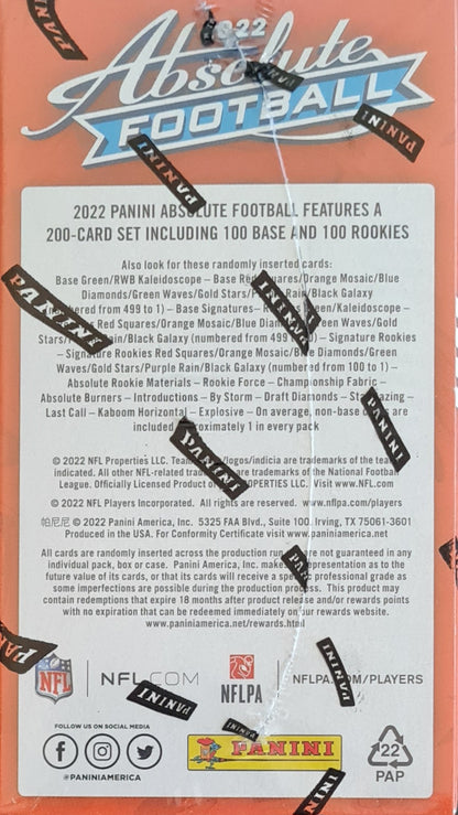 2022 Panini Absolute NFL Football Blaster Box