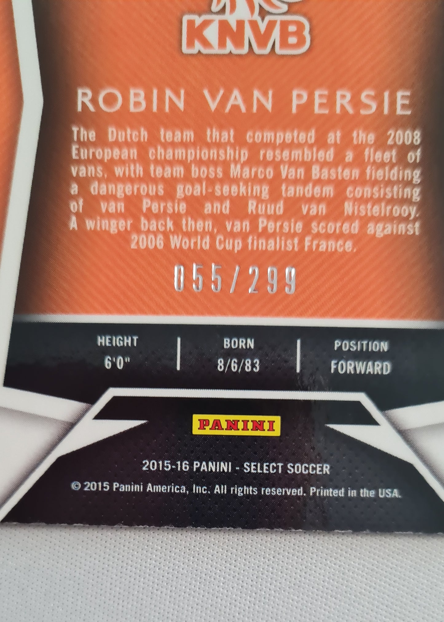 Robin van Persie - 2015 Panini Select Soccer Blue Refractor /299