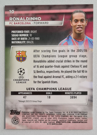 Ronaldinho - 2023 Topps Stadium Chrome - FC Barcelona #10