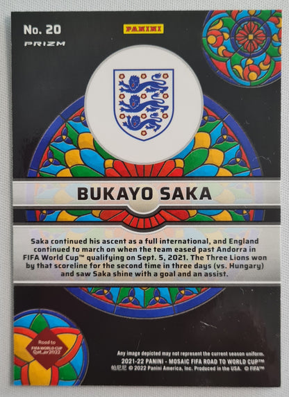 Bukayo Saka - 2021 Panini Mosaic FIFA Prizm #20 - Stained glass Case Hit SSP