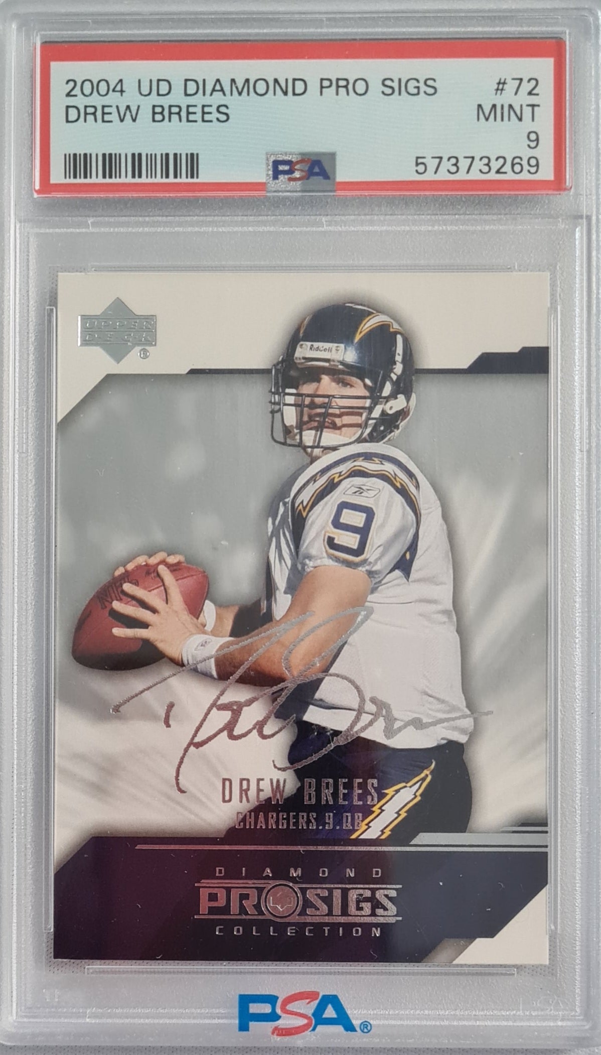 Drew Brees - 2004 Upper Deck Diamond Pro Sigs #72  PSA 9