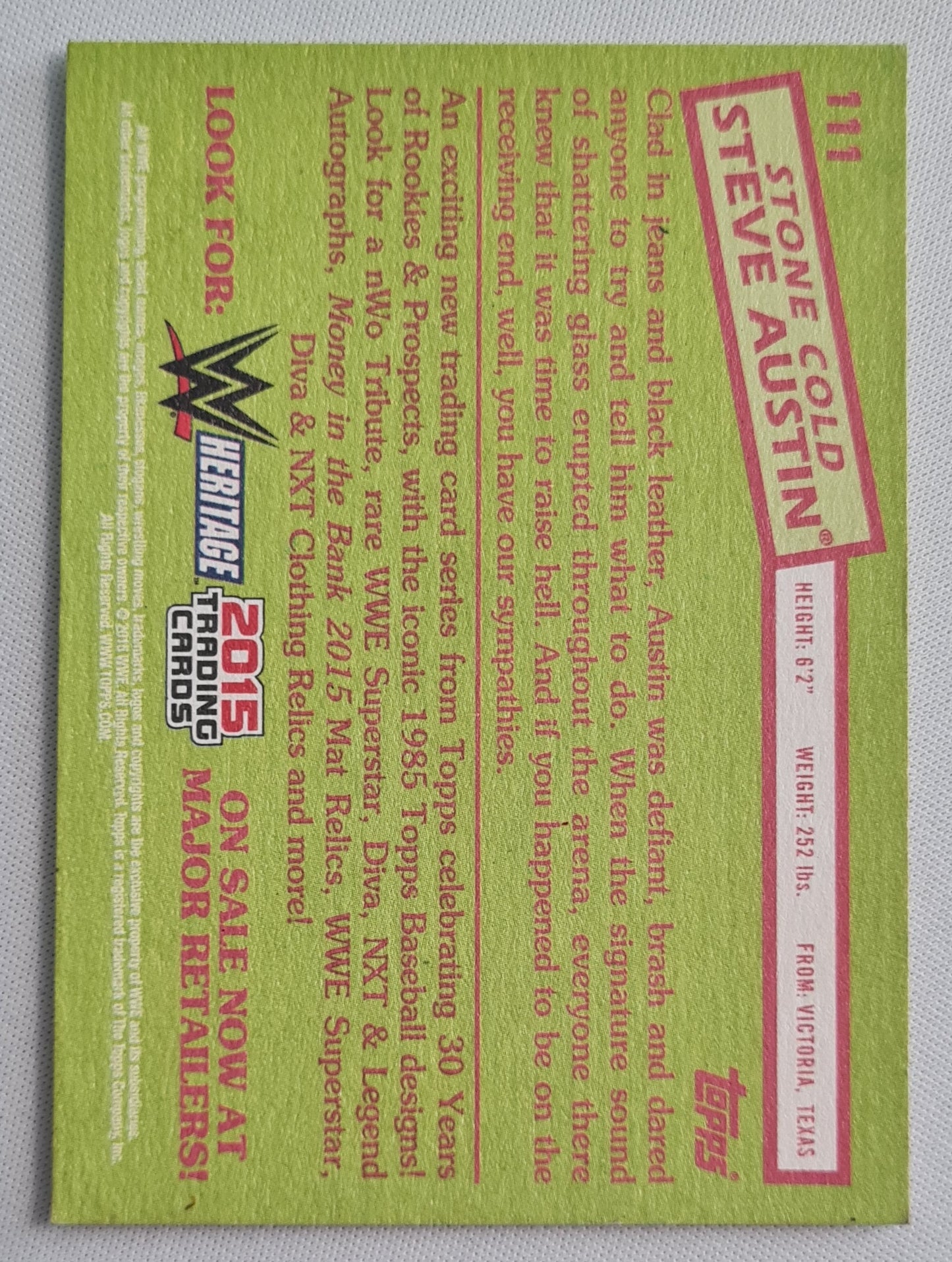 Stone Cold Steve Austin - 2015 Topps Heritage Trading Cards - Legend #111