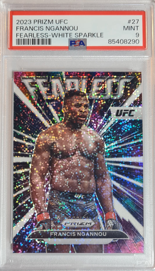 Francis Ngannou - 2023 Panini Prizm UFC - FEARLESS - White Sparkle PSA 9