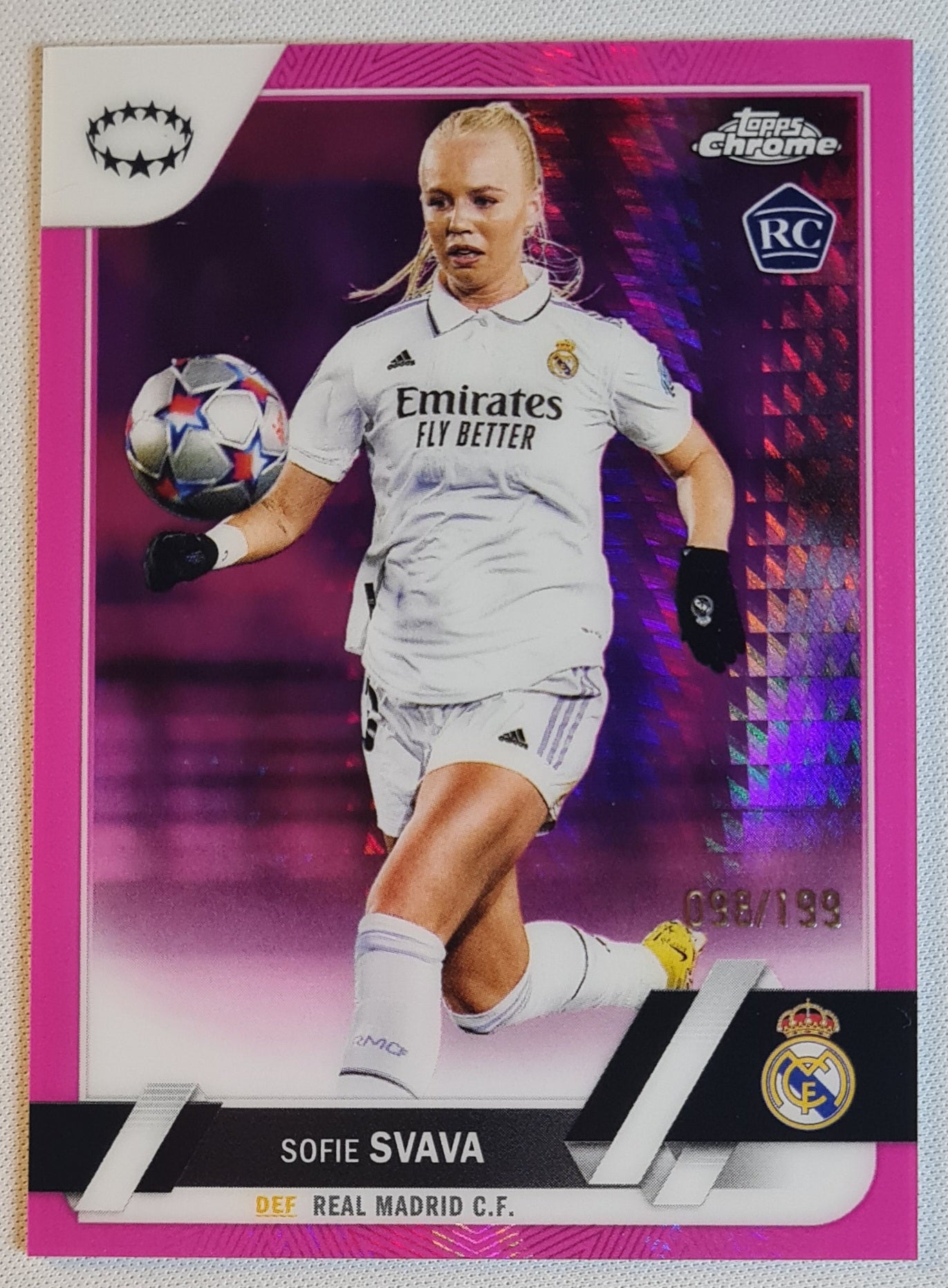 Sofie Svava - 2023 Topps Chome Women Football (CL) Pink Prism (RC) /199
