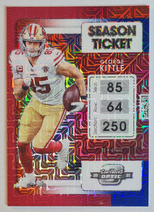 George Kittle - 2021 Panini Contenders Optic Football - Red Blue Mojo Prizm /13