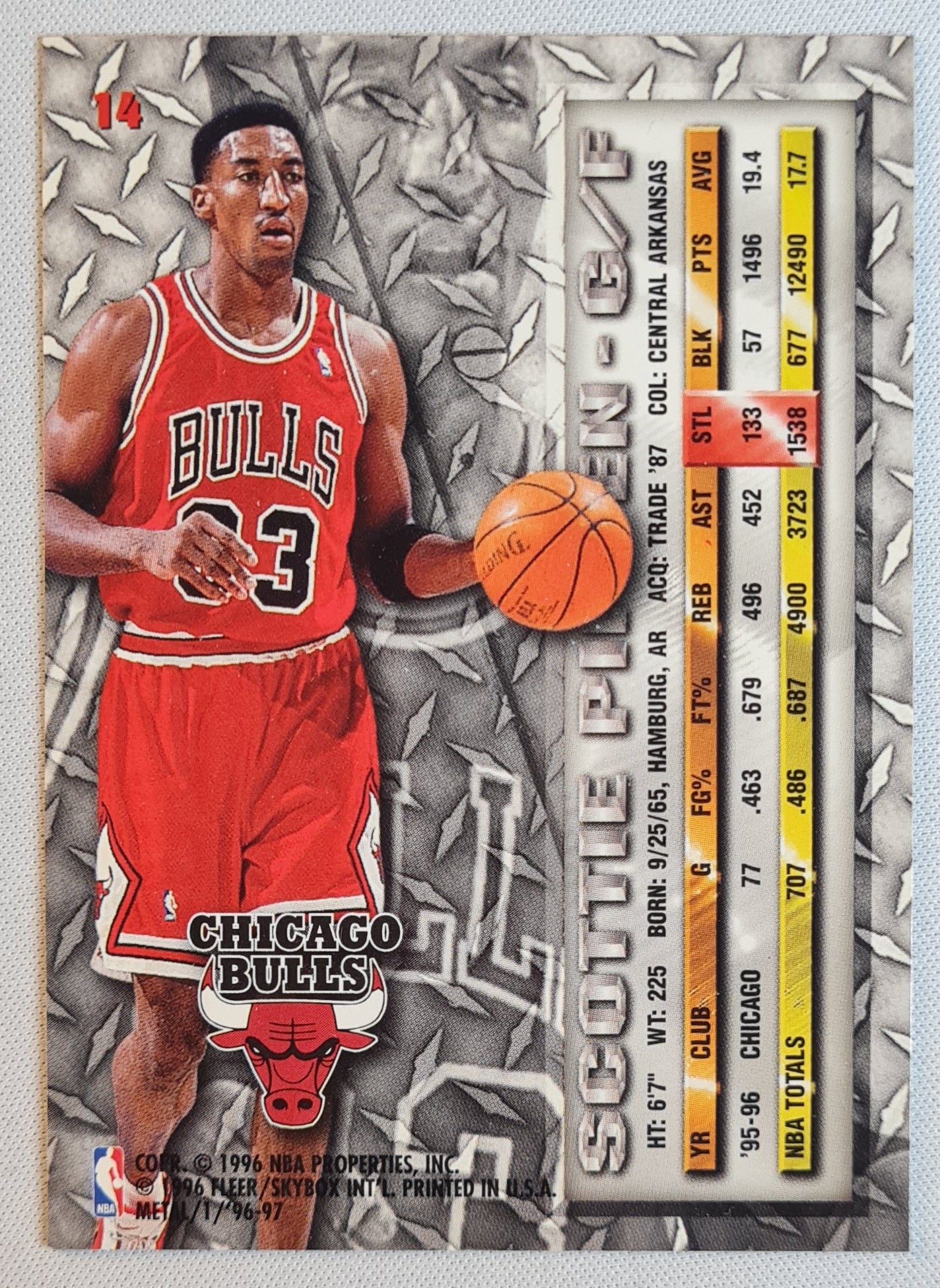 Scottie Pippen - 1996  Fleer Metal Skybox - Chicago Bulls #14 NBA