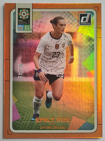 Emily Fox 2023 Panini Donruss FIFA Women's WC - Orange Foil - Team USA /49