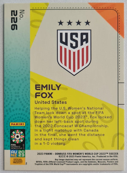 Emily Fox 2023 Panini Donruss FIFA Women's WC - Orange Foil - Team USA /49