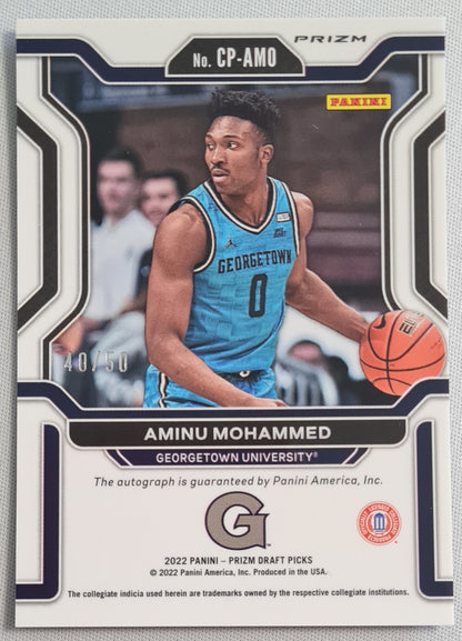 Aminu Mohammed - 2022 Panini - Penmanship /Auto - Prizm Draft Pics Purple Disco /50