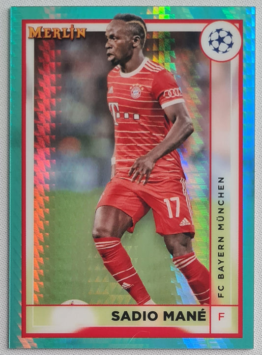 Sadio Mane - 2023 Topps Merlin Champions League #59  Aqua Prism - FC Bayern Munchen