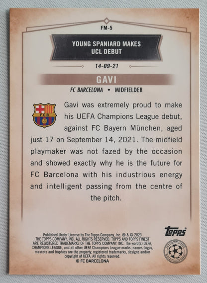 Gavi - 2023 Topps Finest "Moments" UEFA Champions League FM-5