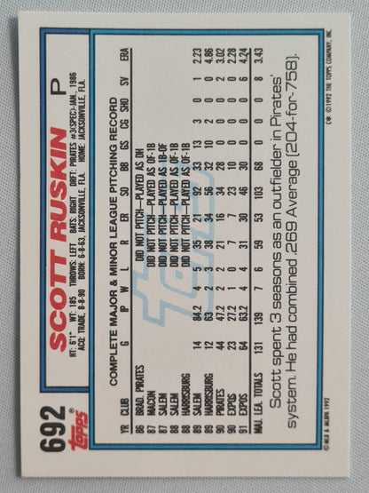 Scott Ruskin - 1992 Topps Monteal Expos #692